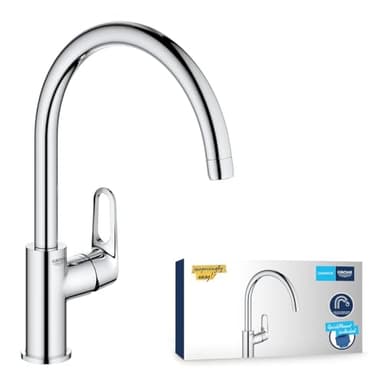 GROHE Robinet de cuisine évier Start Flow, bec en forme de U, pivotant à 360°, installation et nettoyage facile, Supersteel, 31555001 (Import Allemagne)