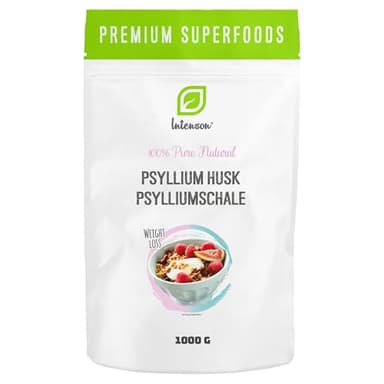 INTENSON Psyllium Husk 1 kg, Pure &Natural Psyllium Seeds Husks, High in Fibre, to be mixed with Water, Beverages, & Juices, Vegetarian & Vegan