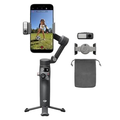 Nacelle stabilisatrice pour Smartphone DJI Bundle Suivi avancé Osmo Mobile 8, Suivi natif IA avec Audio et éclairage, Rotation panoramique à 360°, Barre d’Extension et trépied intégrés
