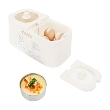 Cuiseur à œufs 6 modes de cuisson, construction indépendante à double chaudière pour 8 œufs, meilleur cuiseur à œufs, nettoyage facile avec fonction d'arrêt automatique, pour le petit-déjeuner à la