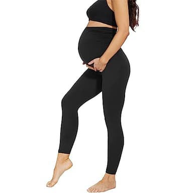AMIYOYO Legging de grossesse pour femme, taille haute, opaque, pantalon de maternité, pantalon de loisirs, mode de maternité, pour femmes enceintes, Noir , M
