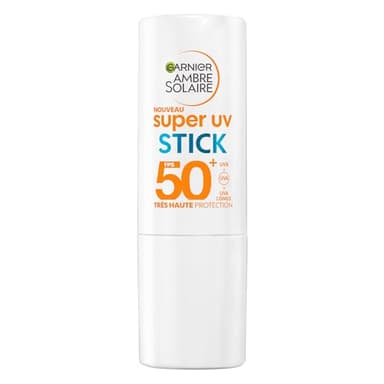 GARNIER Ambre Solaire - Stick Solaire Super UV SPF50+ - Invisible - Protège Des UV Quotidiens - Hydratation 8H - Beurre de Karité & Vitamine E - Vegan & Cruelty Free - Tous Types de Peaux - 9ml
