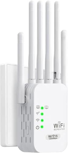 5G Repeteur WiFi Puissant sans Fil 1200mbps Amplificateur de Signal WiFi Bi-Bande,6 antennes,2 Rj45 Ports LAN,Répéteur à Distance Puissant pour la Maison et Le Bureau Couverture jusqu'à 9800 m³ (620)