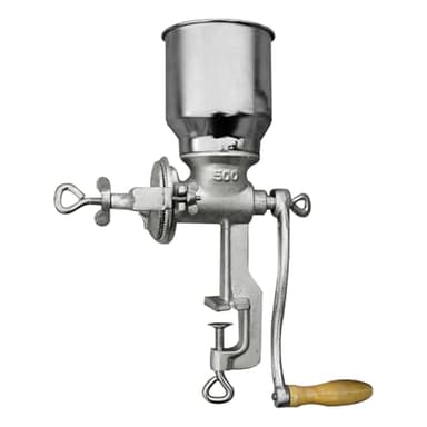 Moulin à Céréales Manuel avec Grande Trémie de 13cm & Pince de Table 4cm,Finesse de Broyage Réglable,Multifonction Broyeur à Grains en Fonte,pour Noix,Café, Céréales,Graines,Maïs,Épices