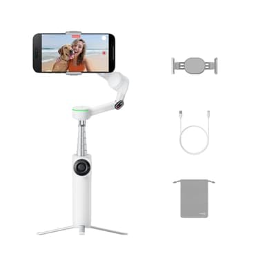 Insta360 Flow 2 Pro Blanc - Premier stabilisateur IA pour téléphone avec Apple DockKit, Suivi panoramique à 360º, Inclinaison Libre, trépied et Perche à Selfie intégrés, Portable pour vlog/Voyage