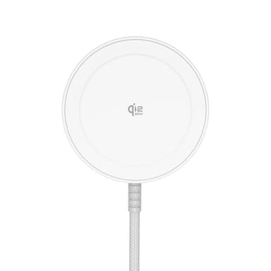 Qi2 Chargeur sans Fil Magnétique 25W Pad Charge Rapide Câble 1.5M Compatible Mag-Safe pour iPhone Air/17/16/15/14/13/12, Air-Pods 4/3/2/Pro, Pixel 10 et Autres (sans Adaptateur Secteur)-Blanc