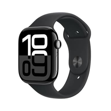 Apple Watch Series 10 (46 mm GPS + Cellular) Montre connectée avec Boîtier en Aluminium Noir de Jais et Bracelet Sport Noir (M/L). (Reconditionné)
