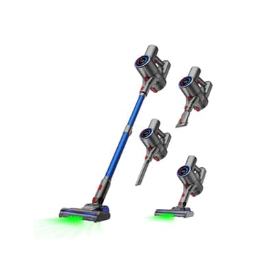 Verslife Z8 Aspirateur Balai Sans Fil, 40Kpa/45Min/500W/6 En 1 Aspirateur Balai Léger avec LED Verte, Filtration En 6 Étapes, Écran LED, Autoportant pour Poils D'animaux, sols Durs et Moquettes (bleu)