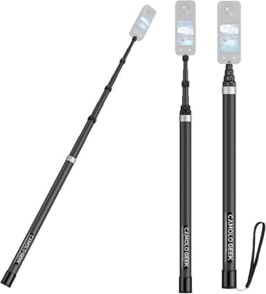 CAMOLOGEEK Perche à Selfie Invisible 3,0m/118 en Fibre de Carbone avec Montage 1/4" pour GoPro Hero 13, 12, 11, 10, 9, 8, DJI Osmo 360 Action 5 Pro 4 3 Insta360 X5, X4, X3