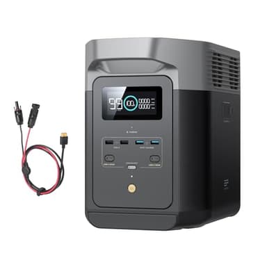 EcoFlow Delta 2 Station électrique Portable, Batterie LFP, Charge Rapide, générateur Solaire pour Alimentation de Secours Domestique, Balcon, Camping et Camping-Cars (Delta 2+Cable)