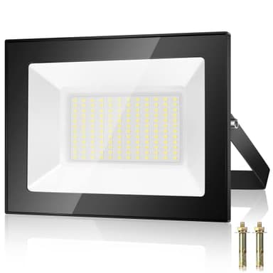 Kakashome 100W Projecteur LED Exterieur, 10000LM 7000K Spot Extérieur, 144 Puces IP67 Imperméable Blanc Froid Eclairage de Sécurité LED, Luminaire Exterieur Pour Patio, Garage, Jardin, Terrasse,Usine