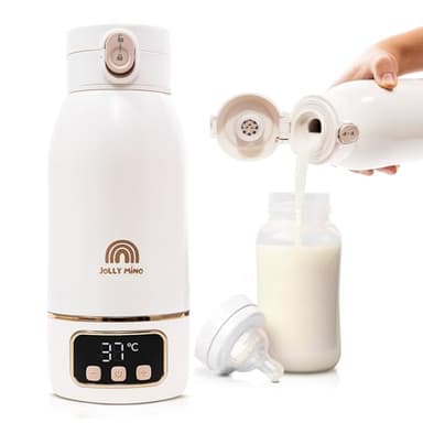 Jolly Mino Chauffe Biberon Portable 500 ml – Chauffe Biberon Nomade Sans Fil – Lait Maternel & Eau – Étanche, Inox – Idéal Nuit, Sorties, Voiture & Avion
