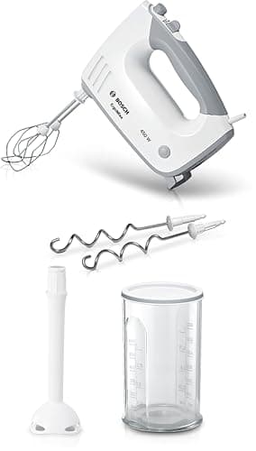 Bosch ErgoMixx MFQ36440 – Batteur à main polyvalent avec plusieures accessoires – Puissance de 450 W – Couleur : Blanc