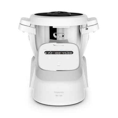 Moulinex Companion, Robot cuiseur, 14 fonctions, Cuve 3L, Capacité XL 10 personnes, Cuire, Mélanger, Hacher, Silencieux, Compatible lave-vaisselle, Fabriqué en France, Gris, HF8408F1