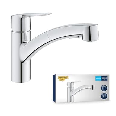 GROHE QUICKFIX Start Robinet de Cuisine évier, Douchette extractible, Inverseur 2 jets, Rotation 90°, Installation et nettoyage facile, Chromé, 30531001 (Import Allemagne)