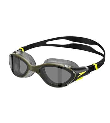 Speedo Unisex Biofuse 2.0 Swimming Goggles | Patented Easy Adjustment | Anti-Fog | Anti-Leak | Enhanced Fit | Improved Comfort, Olive Night/Black/Hyper/Smoke, One Size