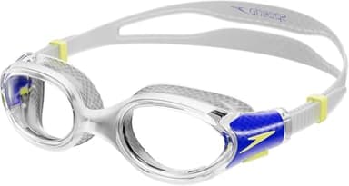 Speedo Biofuse 2.0 Lunettes de natation Mixte Enfant, Transparent/Bleu cobalt profond/Jus de citron, One Size