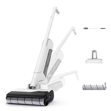 Rowenta X-Clean 10, Aspirateur Laveur sans fil, Design Plat 180°, Auto-Nettoyage et séchage 65°C, Autonomie 60min, Parfait pour Tâches Tenaces et Poils d’Animaux GZ7540WO, Blanc