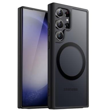 JETech Coque Magnétique pour Samsung Galaxy S23 Ultra 5G 6,8 Pouces, Compatible avec MagSafe, Étui Housse Antichoc à Dos Translucide Mat (Noir)