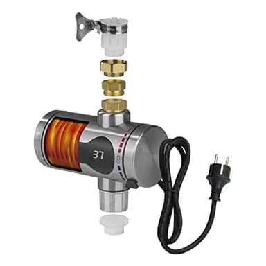 Hoberg chauffe-eau électrique instantané | Chauffage rapide grâce à la spirale chauffante | Avec affichage de la température | Pour l'intérieur et l'extérieur | Sans réservoir d'eau [max. 3600 W]