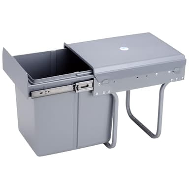 Poubelle de recyclage pour meuble de cuisine, poubelle sous évier 20 L, fixation inférieure et retrait manuel, poubelle amovible, avec couvercle