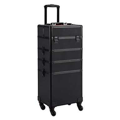 Yaheetech Valise Maquillage à roulettes 4 en 1 Cadre Aluminium Mallette Mauillage Professionnelle Bijoux Cosmétique Noir