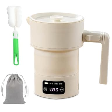 Mini Bouilloire Électrique Pliable 0.6 L, Petite Bouilloire Pliable en Silicone, Bouilloire De Voyage, Chauffage en Acier Inoxydable 304 pour Cuisine, Voyage, Camping, Extérieu