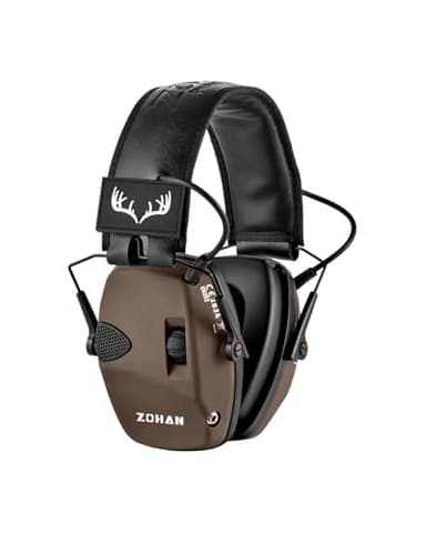 ZOHAN 054 Casque Anti Bruit de Tir Electronique avec 4 patch Protection auditive electronique Casque antibruit Reduction du bruit Amplification du son Casque antibruit pour chasse Tir SNR 27dB Marron