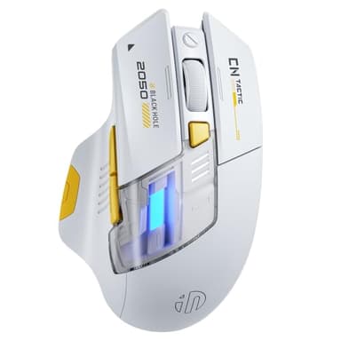 inphic A9 Explorer Souris Bluetooth Double Mode Bluetooth 5.0/2.4G, 2400 DPI, indicateur de Batterie Visible, Souris RVB pour Ordinateur Portable, Blanc