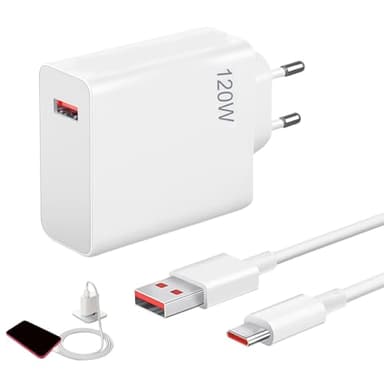Xiaomi Chargeur 120 W Rapide avec Câble USB-C, Compatible avec Xiaomi 15 14, POCO F7 Ultra, F6 et Redmi Note 14 Pro 5G