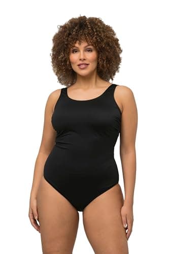 Ulla Popken Maillot de Bain Grande Taille pour Femme - Doublure Extra Douce - FRonçage Latéral - 818434, Noir, 54-56