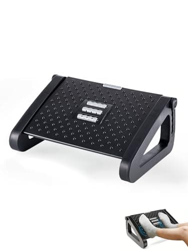 Repose-Pieds Ergonomique, Réglable sous Le Bureau avec Fonction Massage, Antidérapant, Améliore la Posture et la Circulation, Idéal pour Le Travail et la Maison