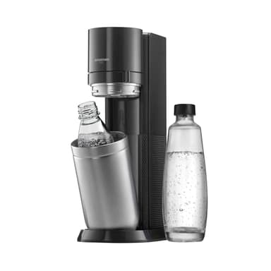 sodastream DUO Machine à Eau Pétillante et Soda pour Carafe en Verre | Pack 1 Carafe en Verre 1L + 1 Bouteille 1L Compatible Lave-Vaisselle | Noire