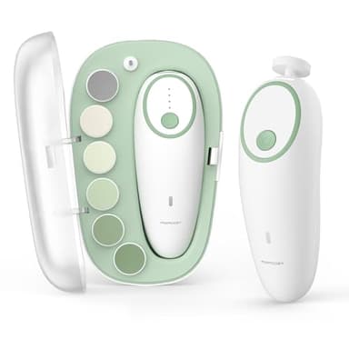 Momcozy Lime à Ongles Électrique pour Bébé, Faible Bruit Coupe-Ongles Électrique avec Lumière Doux, Coupe-Ongles Électrique Rechargeable pour Soins des Ongles de Nouveau-Nés & Enfants, 7 Remplacements