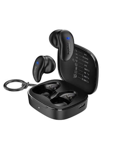 Belkin SoundForm Anywhere Écouteurs Bluetooth sans Fil, Écouteurs Légers, Confortables à Porter, Toute la journée, Bluetooth 6.0, Autonomie 26 h, IPX4, pour Sommeil sur Le Côté, Sport, Etc., Noir