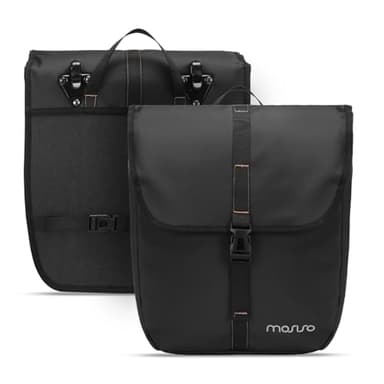 MOSISO Lot de 2 sacoches de vélo étanches de 20 l - Grande capacité - pour vélo, Route, VTT, Voyage, trajets - Noir