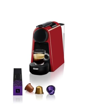 De'Longhi Nespresso Essenza Mini EN85.R, Machine à Café Automatique, Machine à Capsules pour une Seule Tasse, Ensemble de Bienvenue Inclus, Design Compact, Pression 19 Bar, 1150W, Rouge Rubis