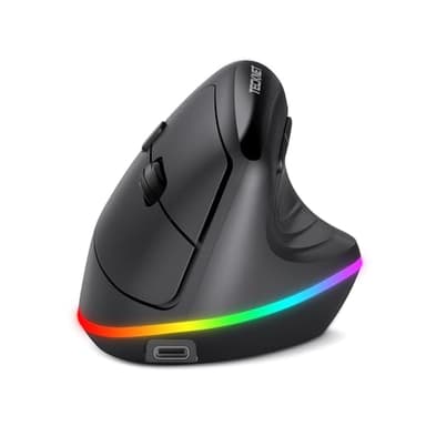 TECKNET Souris Ergonomique sans Fil, Souris Verticale Rechargeable, Souris Bluetooth+2.4GHz, Souris sans Fil Silencieuse, 4800 DPI Réglable, 6 Boutons, RGB Chroma, Compatible avec PC/Windows/Mac