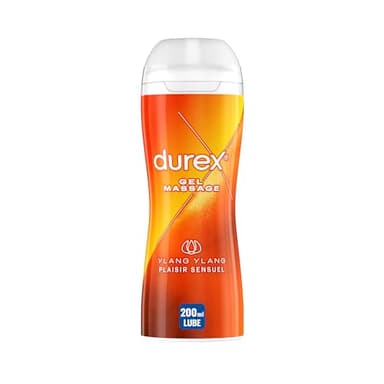 Durex - Gel De Massage Lubrifiant Sensuel À Base D'Eau - 2 en 1 - Aux Extraits d'Ylang Ylang - 200 ml