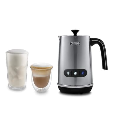 De'Longhi LatteMix EMF3.M Mousseur à lait électrique pour lait chaud & froid & alternatives végétales Nettoyage facile Couvercle transparent 3 boutons 250 ml Blanc
