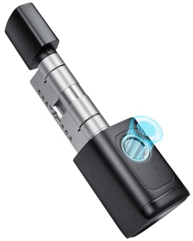 Serrure Connectée Réglable 60mm-90mm, Smart Lock avec Base de Données Européenne Indépendante, Serrure Electrique avec Empreinte Digitale, Mot de Passe, Application, Clé, Carte Clé