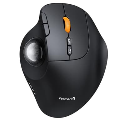 ProtoArc Souris à Boule sans Fil, EM02 Souris Ergonomique Bluetooth Rechargeable pour Ordinateur, Angle Ajustable et Connexion à 3 appareils, Suivi Fluide pour Ordinateur Portable, PC, Mac - Gris