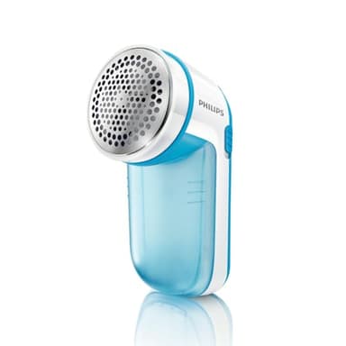 Philips Rasoir Anti Bouloche - Élimination Rapide des Peluches, rase bouloche de 8800 TR/Min, 3 Lames, pour Tous Tissus, bac Facile à Nettoyer, 2 Piles AA, Design Compact, Bleu/Blanc (GC026/00)