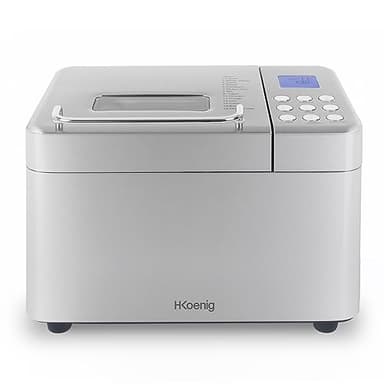 H.Koenig Machine à Pain BAKE440, 15 Programmes, Jusqu’à 1Kg de pain, Confiture, Yaourt, Fonction départ différé/Maintient au Chaud, Distributeur céréales, Cuve Amovible antiadhésive, Ecran LCD, 600W