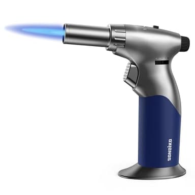 Sondiko Chalumeau de Cuisine, Triple Taille de Flamme Réglable, Chalumeau Rechargeable avec Verrouillage de Flamme Continu pour la Crème Brûlée, la Cuisine (Butane non Inclus)