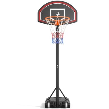 YOLEO Panier de Basket-Ball Extérieur pour Enfants 110 – 210 cm Réglable, Mobile avec Roues, Système de Filet Cercle de Basket-Ball avec Roues, Noir