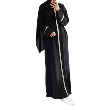 Caftan Longue Femme Manches Chauve-Souris Robe Ete Abaya Maxi Ample Djellaba Tenue De Priere Broderie Florale Tunique Caftan Robes Marocaine Islamique Turque #0203Y