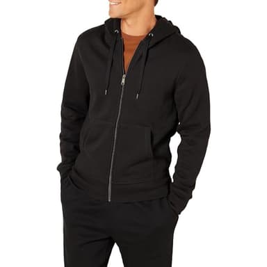 Amazon Essentials Sweat à capuche en polaire avec fermeture Éclair intégrale (grandes tailles disponibles) Homme, Noir, XXL Grande taille
