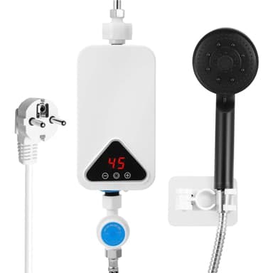 Chauffe-eau Instantané, 220 V 5500 W Mini Chauffe-eau électrique Sans Réservoir, 30-55℃ Température Réglable, Chauffe-Eau électrique Instantané avec Affichage LED pour Cuisine, Salle de Bain (RYK-009)