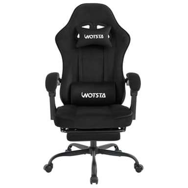 WOTSTA Massage Chaise Gaming Tissu avec Coussin en éponge Haute densité, Siege Gamer avec Repose-Pieds, Fauteuil Gamer pour Adultes Kids,Chaises de Bureau Capacité de Charge 120 kg